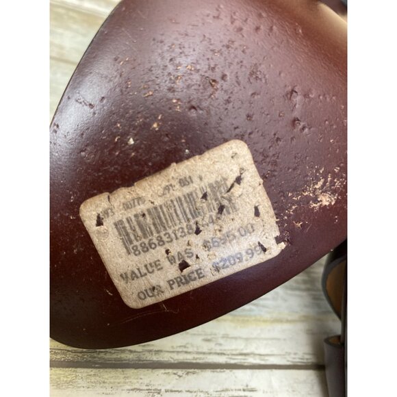 Ralph Lauren Collection Burgundy Leather Crisscross Strap Heels Sandals Sz 9 - Picture 11 of 14